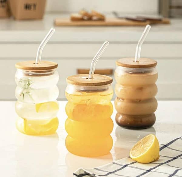 Juice Glass with straw | 1PC AIR TIGHT STRAW JUICE JAR | 500Ml HIGH QUALITY BOROSILICATE MADE Glass | light in weigh | can use in everyday drink