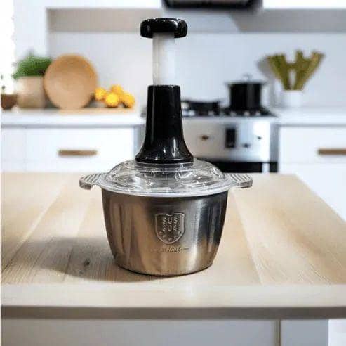 Stainless Steel 2L Multifunction Hand Push Chopper with Start Button – Food Processor for Fruits, Onions, and Vegetables