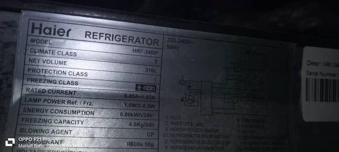 Haier Fridge For sale Model HRF-340IP