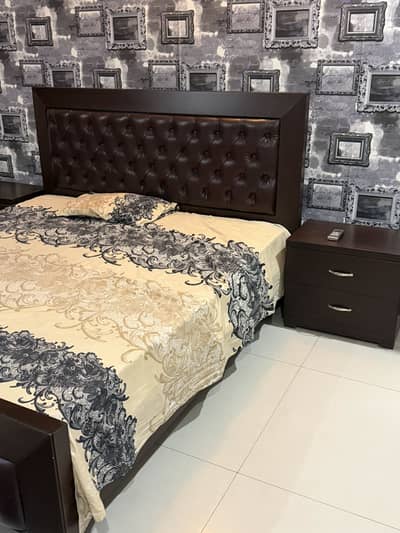 King Size Bed with Side Table Dressing and two Chairs with Mattress