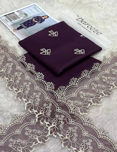 Beautiful Purple Embroidered 2 Piece Lawn Suit