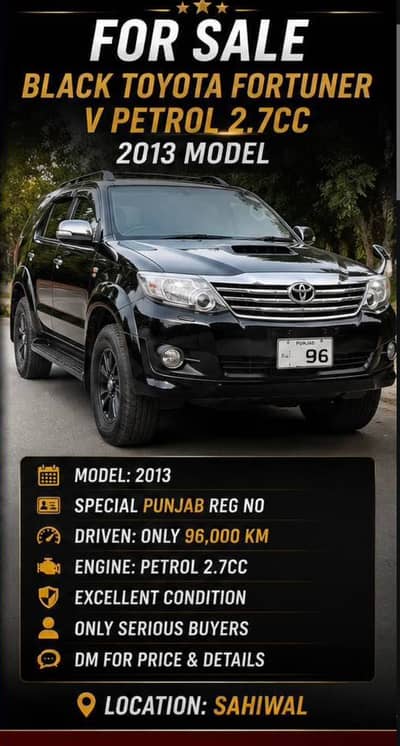 Toyota Fortuner V Petrol 2.7cc 2013 Model