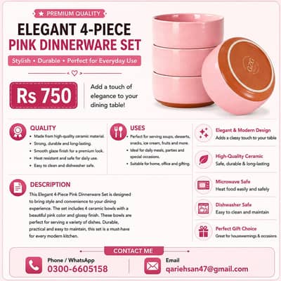 elegant 4-piece black dinnerware set.