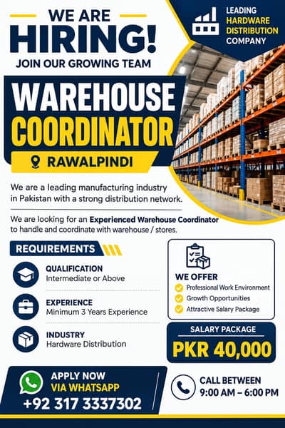 Warehouse Manager – Rawalpindi