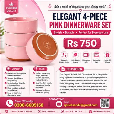 elegant 4-piece black dinnerware set.
