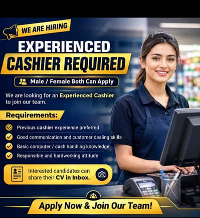 Experienced Cashier Required | Male & Female | Jobs