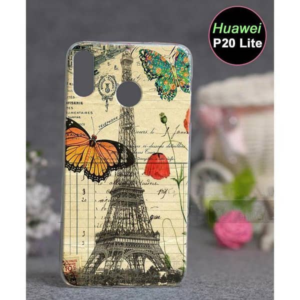Huawei P20 Lite Back Cover with Eiffel Tower Design, Soft Silicone