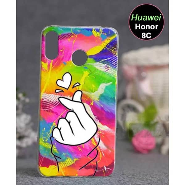 Huawei Honor 8C Back Cover with Heart Design Soft Silicone Case