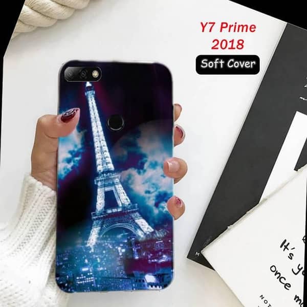 Huawei Y7 Prime 2018 Back Cover with Eiffel Tower Print Soft Silicone Case