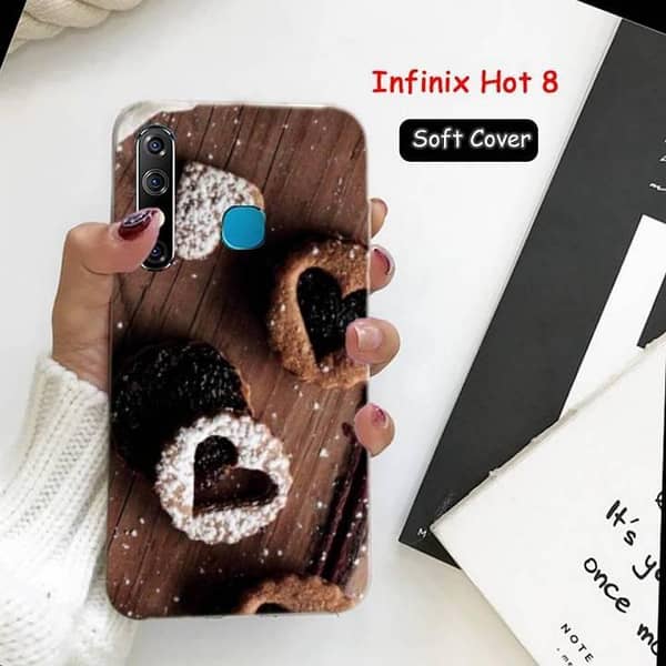 Infinix Hot 8 Back Cover with Chocolate Design – Soft Silicone Case