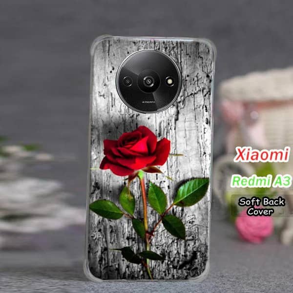 Xiaomi Redmi A3 Back Cover - Rose Design Soft Silicone Case