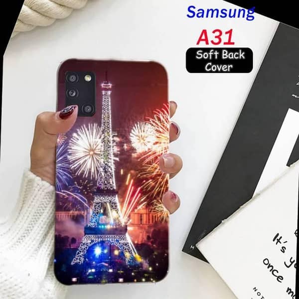 Samsung A31 Back Cover: Eiffel Tower Design Soft Silicone Case
