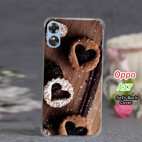 Oppo A17 Back Cover, Chocolate Design Soft Silicone Case