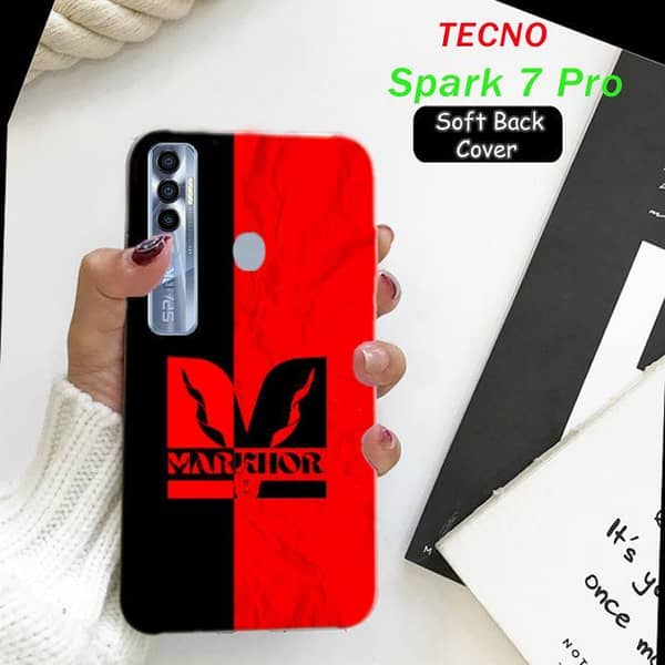 Tecno Spark 7 Pro Back Cover with Markhor Design, Soft Silicone