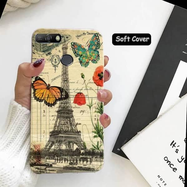 Huawei Y6 Prime 2018 Soft Silicone Back Cover with Eiffel Tower Design