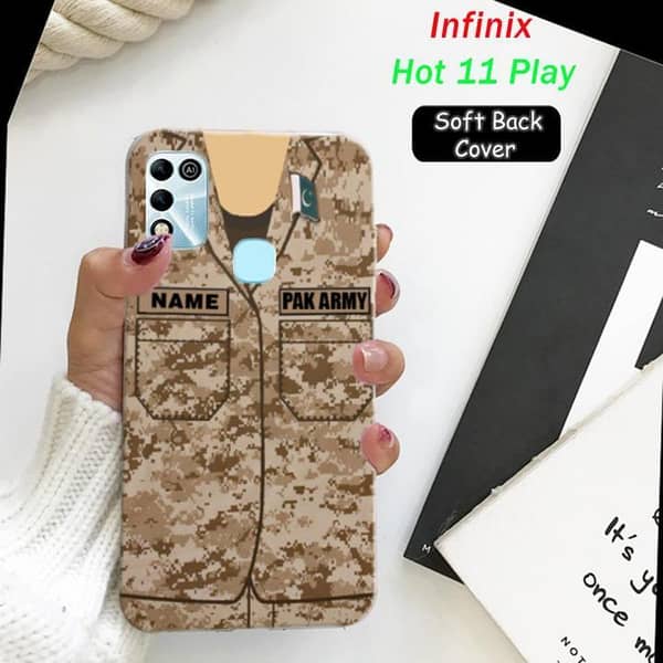 Infinix Hot 11 Play Back Cover – Army Name Design Soft Silicone Case