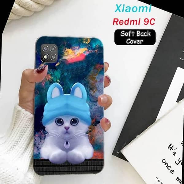 Xiaomi Redmi 9C Cat Design Soft Silicone Back Cover
