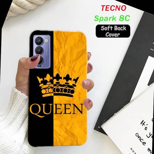 Tecno Spark 8C Back Cover: Queen Soft Silicone Case for Girls Design