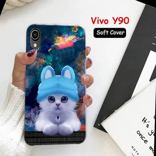 Vivo Y90 Back Cover: Cat Design Soft Silicone Case