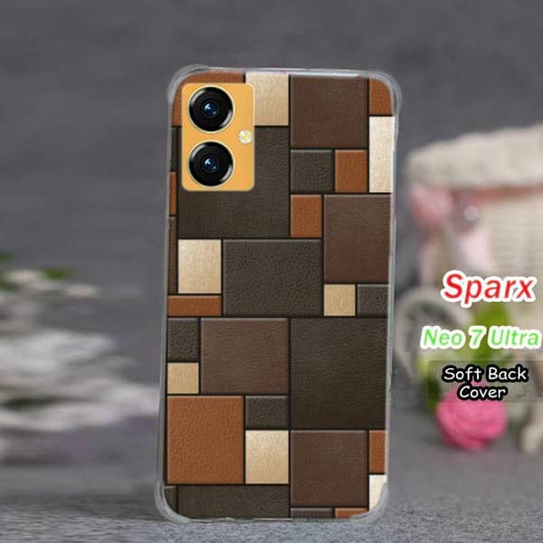 Sparx Neo 7 Ultra Back Cover with Square Print - Soft Silicone Case