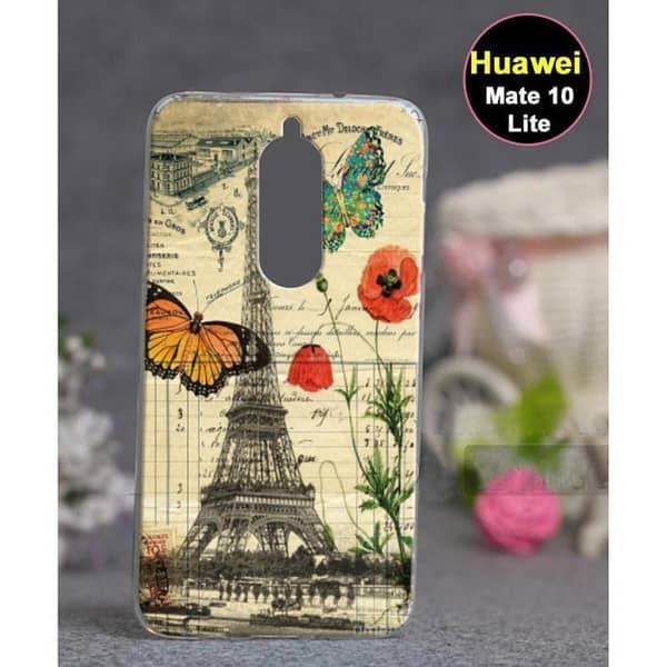 Huawei Mate 10 Lite Back Cover with Eiffel Tower Design - Soft Silicone Case