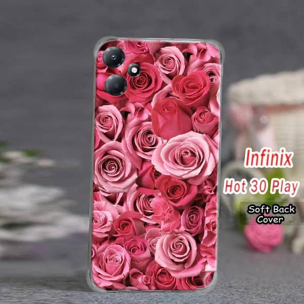 Infinix Hot 30 Play Back Cover - Red Rose Soft Silicone Case