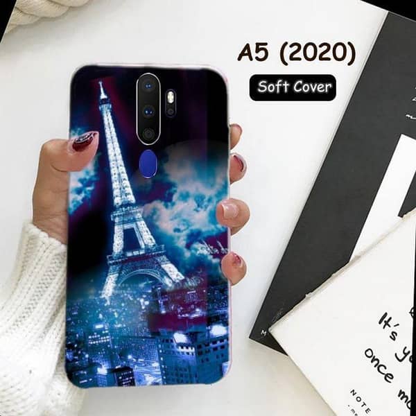 Oppo A5 2020 Back Cover with Eiffel Tower Print – Soft Silicone Case