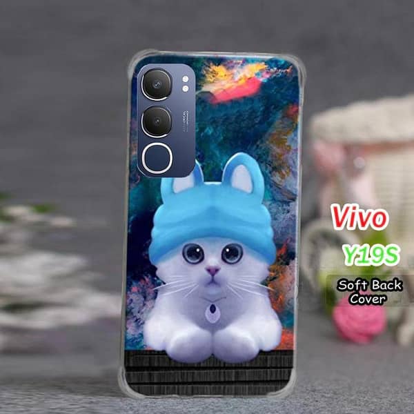 Vivo Y19S Soft Silicone Back Cover with Cat Print