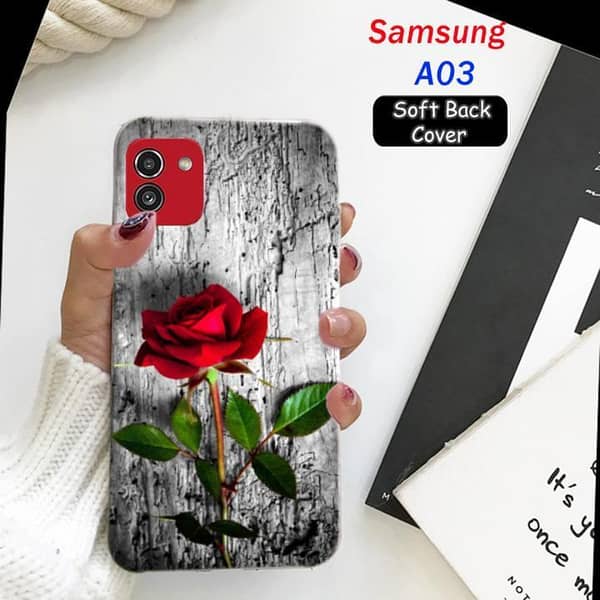 Samsung A03 Back Cover in Rose Design – Soft Silicone Case