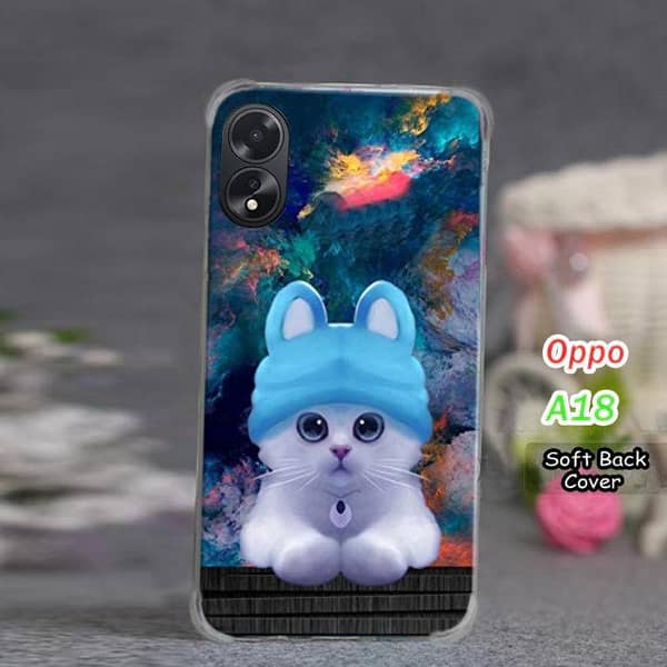 Oppo A18 Back Cover: Cat Design Soft Silicone Case