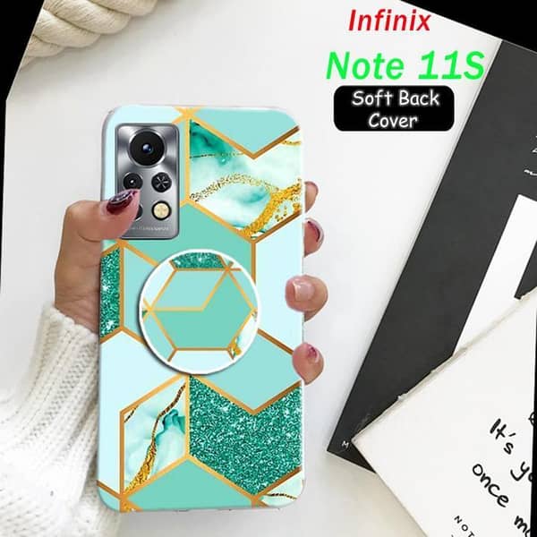 Infinix Note 11S Back Cover: Marble Pattern with Pop Socket Silicone Case