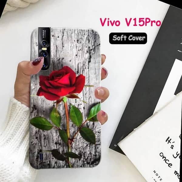 Vivo V15 Pro Back Cover - Rose Design Soft Silicone Case