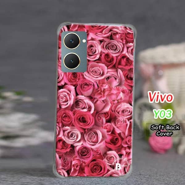 Vivo Y03 Back Cover - Red Rose Design Soft Silicone Case
