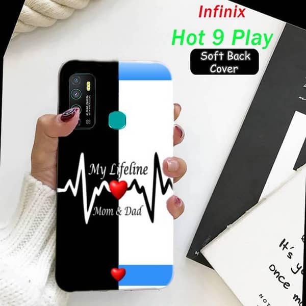 Infinix Hot 9 Play Back Cover with Mom Dad Print Silicone Case