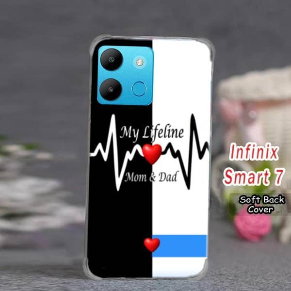 Infinix Smart 7 Back Cover - Soft Silicone Case with Mom and Dad Design