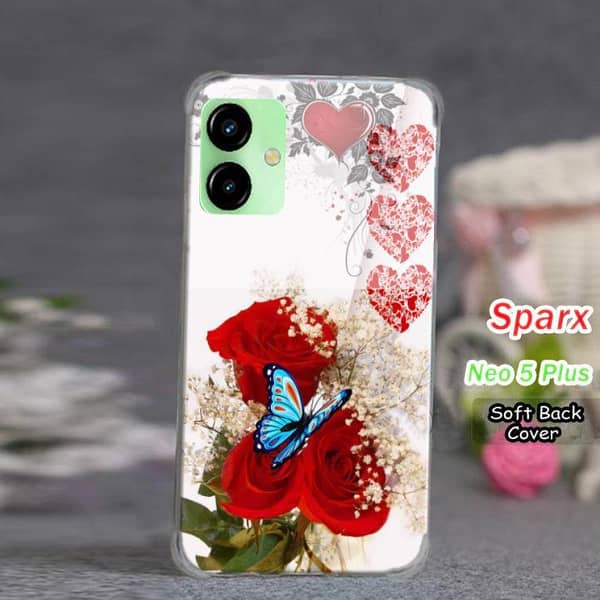Sparx Neo 5 Plus Back Cover - Floral Soft Silicone Case