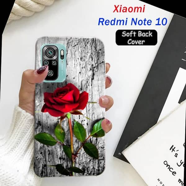 Xiaomi Redmi Note 10 Back Cover - Rose Design Soft Silicone Case