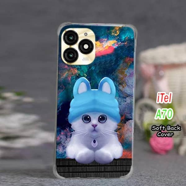 Itel A70 Cat Design Soft Silicone Back Cover