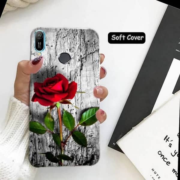Huawei Y6 Prime 2019 Back Cover in Rose Design, Soft Silicone Case