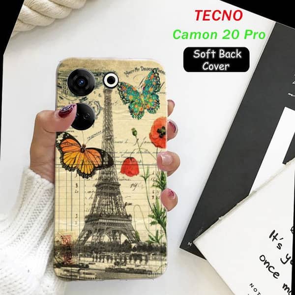Tecno Camon 20 Pro Soft Silicone Back Cover with Eiffel Tower Print