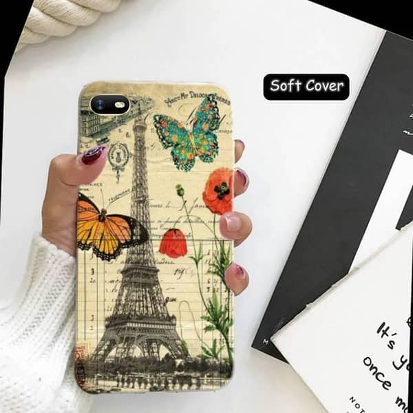 Oppo A1K Back Cover with Eiffel Tower Print, Soft Silicone Case