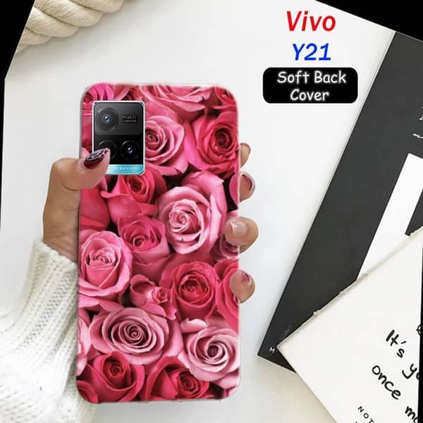 Vivo Y21 Floral Design Soft Silicone Back Cover