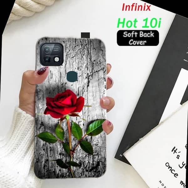 Infinix Hot 10i Back Cover — Rose Design Soft Silicone Case