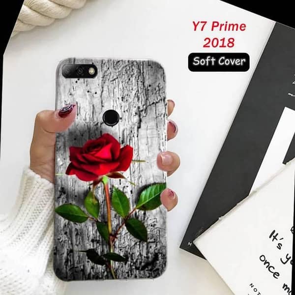 Huawei Y7 Prime 2018 Back Cover in Rose Design — Soft Silicone Case