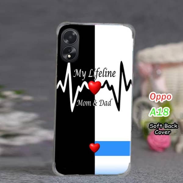 Oppo A18 Back Cover with Mom and Dad Design – Soft Silicone Case