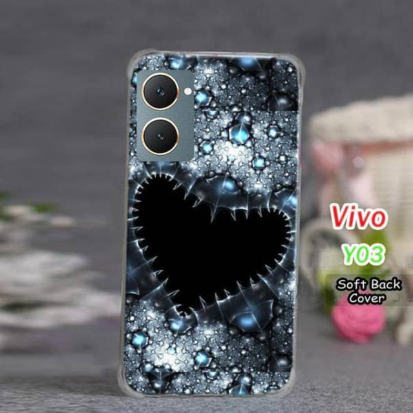Vivo Y03 Back Cover - Heart Pattern Soft Silicone Case