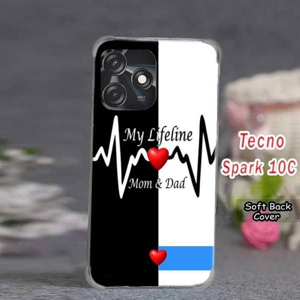 Tecno Spark 10C Back Cover, Mom and Dad Design, Soft Silicone Case