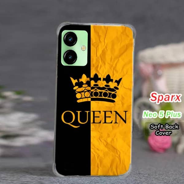 Sparx Neo 5 Plus Back Cover in Yellow Design, Soft Silicone Case