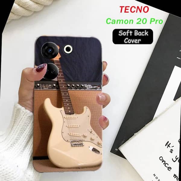 Tecno Camon 20 Pro Back Cover in Guitar Design Soft Silicone