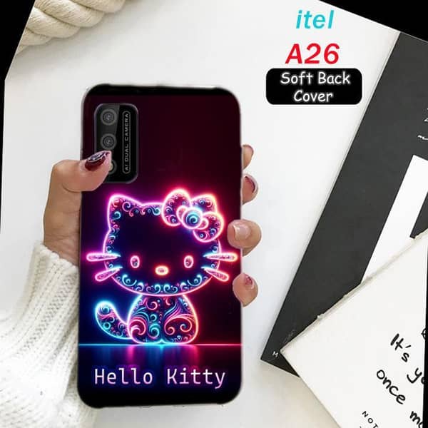 Itel A26 Kitty Neon Effect Soft Silicone Back Cover